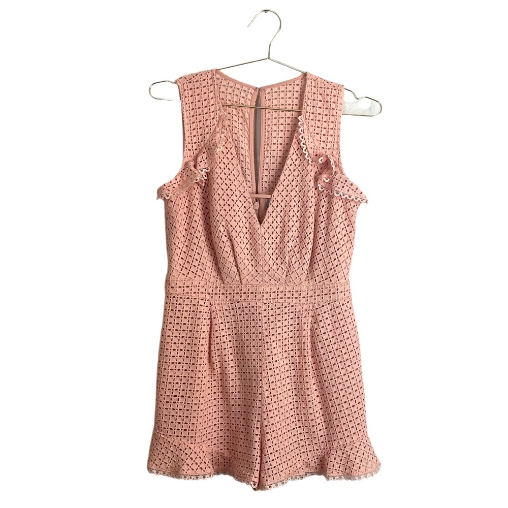Adelyn Rae • Pink Eyelet Romper Size L